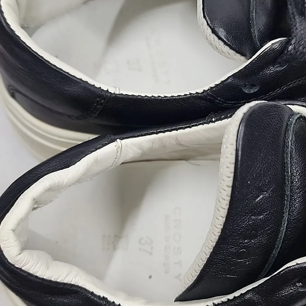 CROSTY Onda Black Gray Leather Sneaker 37 6